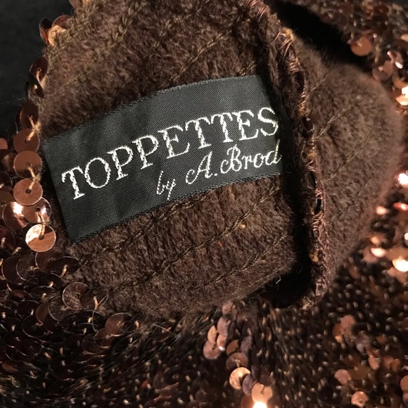 Vintage Toppettes Brown Sequence Beanie Hat by A. Brod - Picture 2 of 4